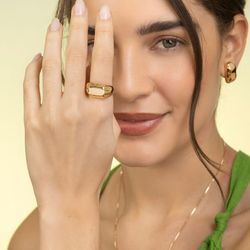 Anel Dourado com Design Organico - AN03050566DO